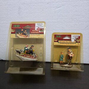 New Old Stock1999 Lemax 2 Set Racing Downhill & Can't Wait Till Christmas Sealed